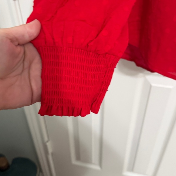 LOFT Red Ruffled Blouse - Picture 2 of 5
